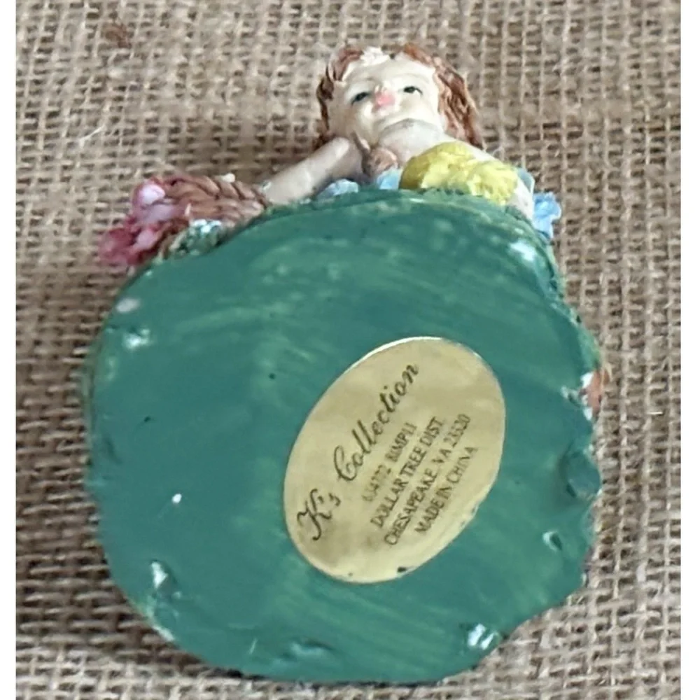 Vintage K’s Collection Gardening Girl with Duck Chick Resin Figurine Cottagecore